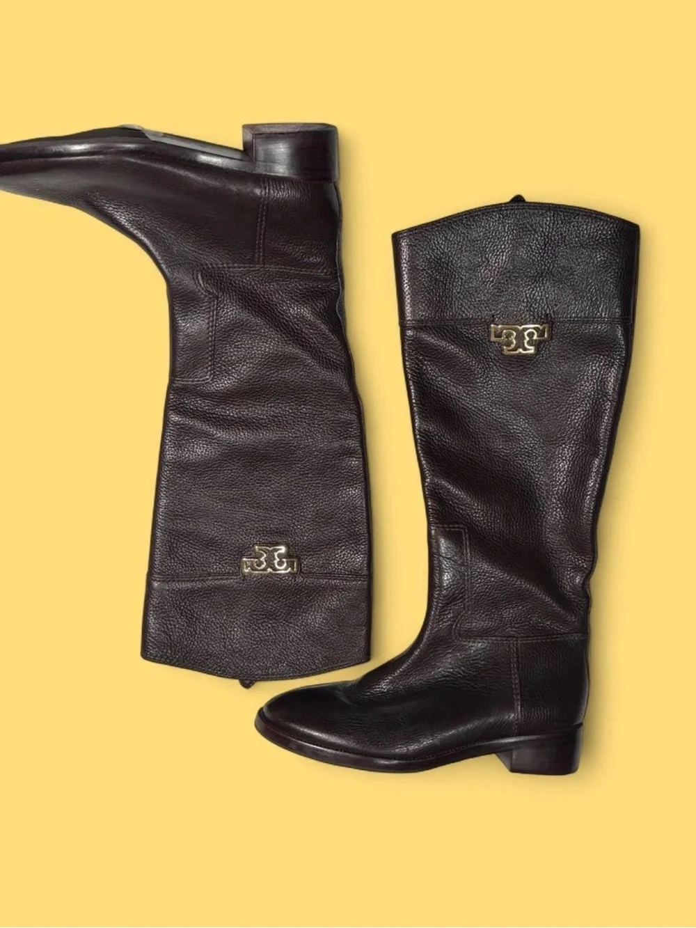 Tory Burch Joanna Leather Knee-High Riding Boots – Coconut Brown size US 9.5